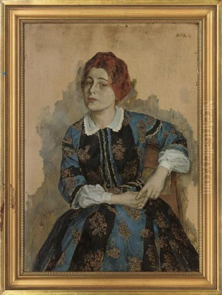 Portrait Of Hilda Crevenna Oil Painting by Emil Orlik