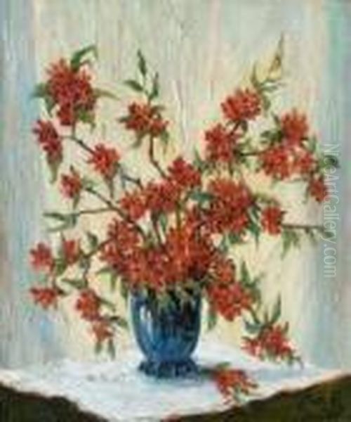 Japanische Kirschbluten In Vase Oil Painting by Emil Orlik