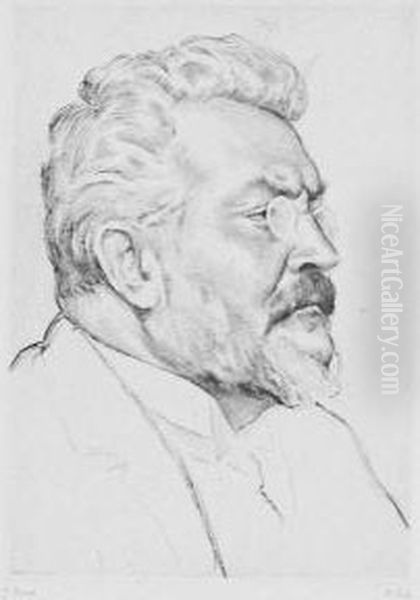 Bildnis Max Slevogt, 50 Jahre Alt Oil Painting by Emil Orlik