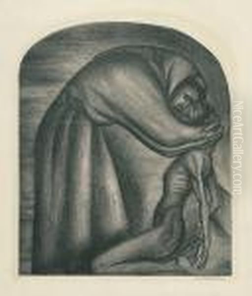 The Franciscan And The Indian. Oil Painting by Jose Clemente Orozco