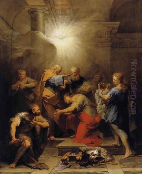 Ananias Restoring the Sight of St Paul 1719 Oil Painting by Jean II Restout