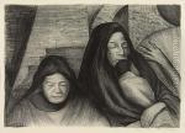 Three Generations<</b> Oil Painting by Jose Clemente Orozco