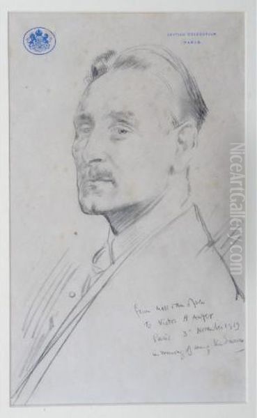 A Head And Shoulder Portrait Study Of Victor Auger Oil Painting by Sir William Newenham Montague Orpen