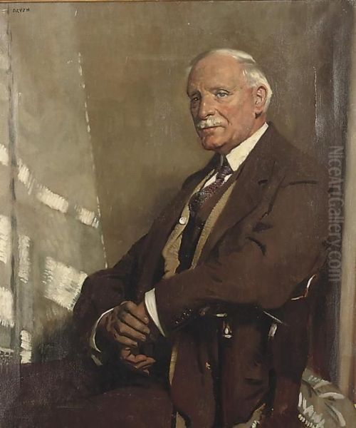 Portrait Of A Gentleman, Seated Half-length, In A Brown Three-piecesuit Oil Painting by Sir William Newenham Montague Orpen