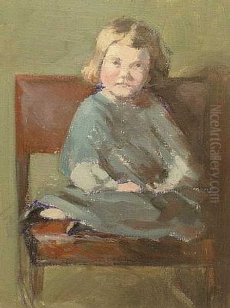 Portrait Of Kit Aged 7 Oil Painting by Sir William Newenham Montague Orpen