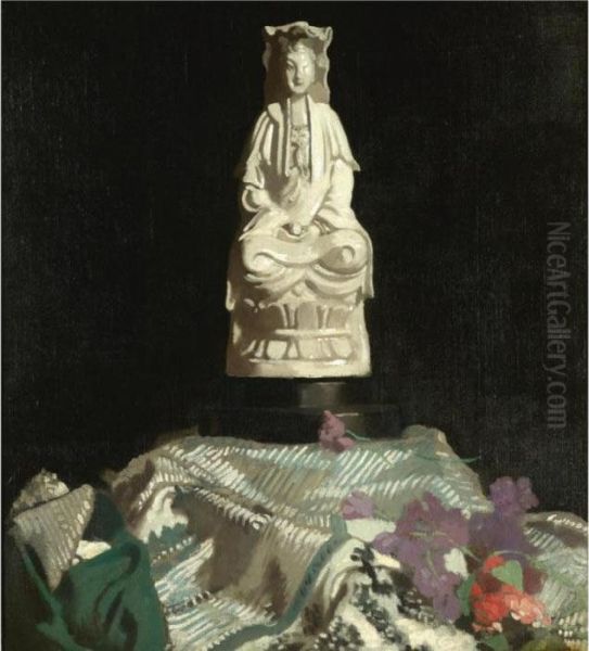 Still Life With Chinese Porcelain Figure Oil Painting by Sir William Newenham Montague Orpen