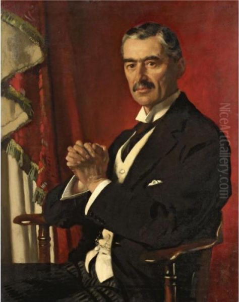 Portrait Of Neville Chamberlain Oil Painting by Sir William Newenham Montague Orpen