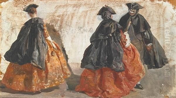 Costume Studies For The Carnevale (2) Oil Painting by Sir William Newenham Montague Orpen