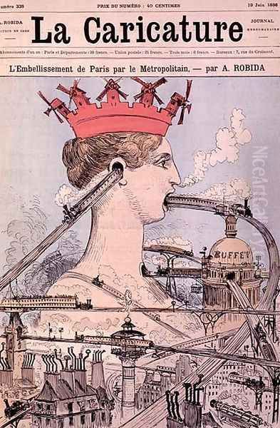 The Improvement to Paris by the Metro, from La Caricature, 19th June 1886 Oil Painting by Albert Robida