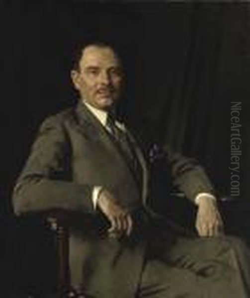 Portrait Of Sir Louis Bernhard Baron Oil Painting by Sir William Newenham Montague Orpen