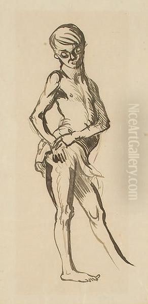 Figure Study Of A Boy Standing Oil Painting by Sir William Newenham Montague Orpen