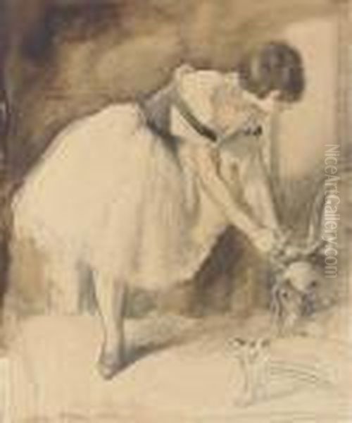 Dancer Tying Her Shoe Oil Painting by Sir William Newenham Montague Orpen