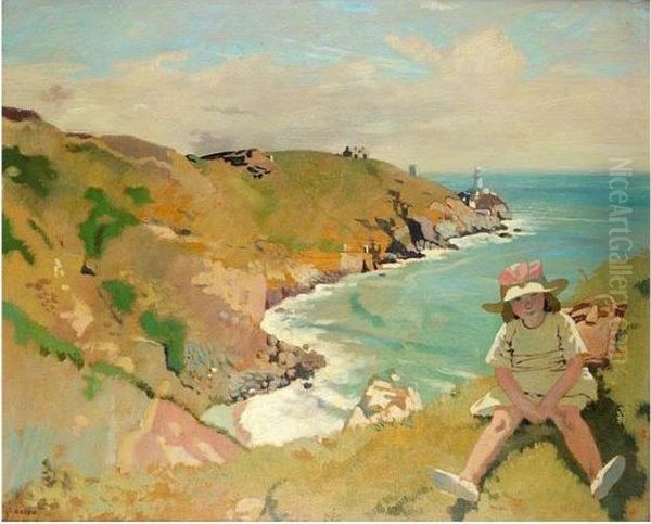 The Edge Of The Cliff, Howth Oil Painting by Sir William Newenham Montague Orpen