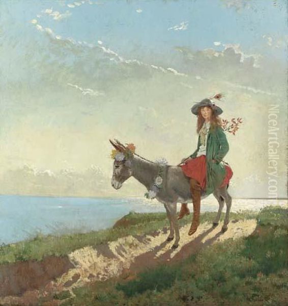 Gardenia St George On A Donkey; Gardenia And Nedda Oil Painting by Sir William Newenham Montague Orpen