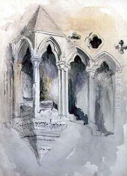 A Gothic Stairway in Chester Cathedral Oil Painting by John Ruskin