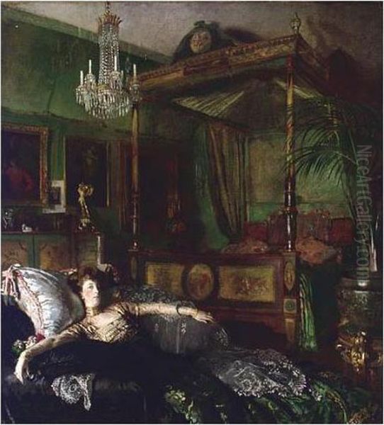 Interior At Clonsilla With Mrs St George Oil Painting by Sir William Newenham Montague Orpen