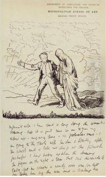 Erin: An Illustrated Letter To Grace Orpen Oil Painting by Sir William Newenham Montague Orpen