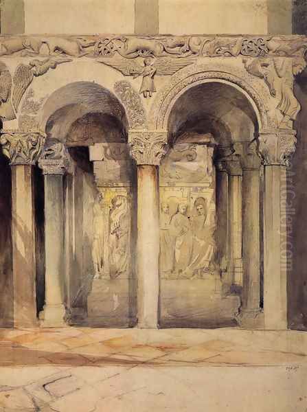 The Pulpit in the Church of S. Ambrogio Oil Painting by John Ruskin