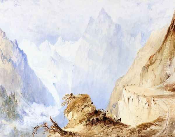 A View in the Alps Oil Painting by John Ruskin