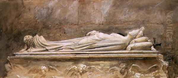 The Tomb of Ilaria del Carretto Guinigi, Lucca Cathedral Oil Painting by John Ruskin