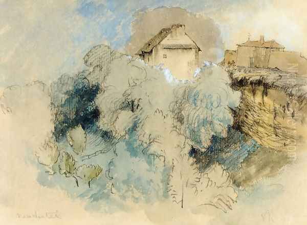 Houses at Heuchatel, Switzerland Oil Painting by John Ruskin