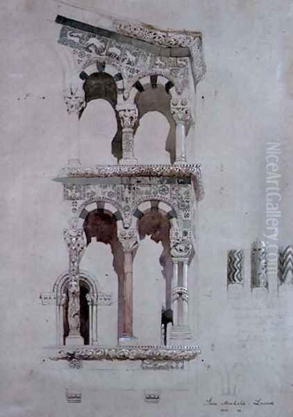 Detail of the facade of San Michele in Foro, Lucca, 1845 Oil Painting by John Ruskin