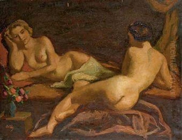 Deux Nus Oil Painting by Manuel Ortiz De Zarate