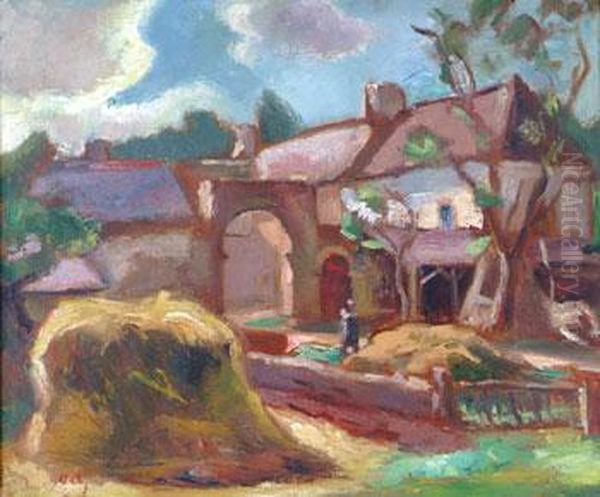 La Ferme A Pont Aven 1937 Oil Painting by Manuel Ortiz De Zarate