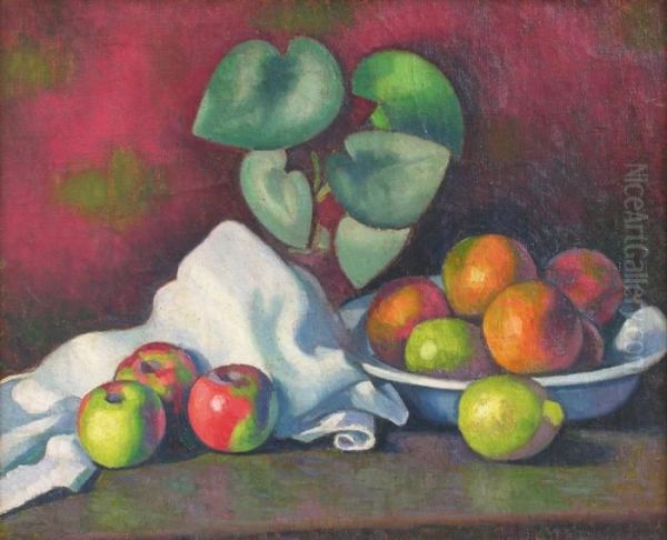 Nature Morte Aux Pommes Oil Painting by Manuel Ortiz De Zarate