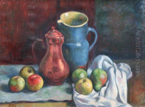 Nature Morte Aux Pommes Oil Painting by Manuel Ortiz De Zarate