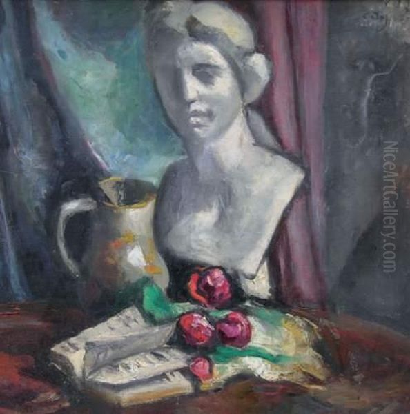 Nature Morte Au Buste De Femme Oil Painting by Manuel Ortiz De Zarate