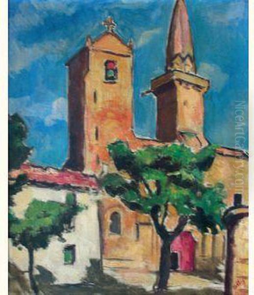 Paysage A L'eglise Oil Painting by Manuel Ortiz De Zarate