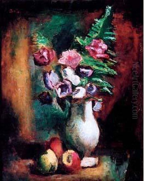 Nature Morte Aux Fleurs Et Fruits Oil Painting by Manuel Ortiz De Zarate