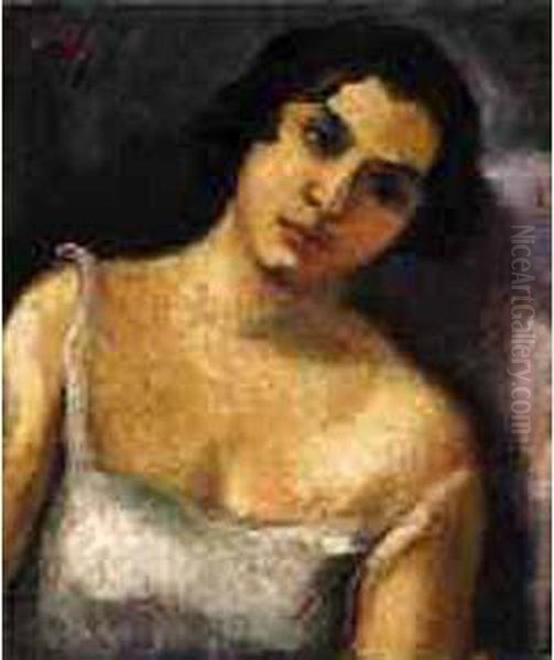 Femme En Buste Oil Painting by Manuel Ortiz De Zarate