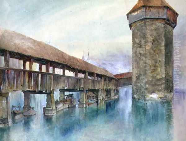 Kapelbrucke, Lucerne Oil Painting by John Ruskin