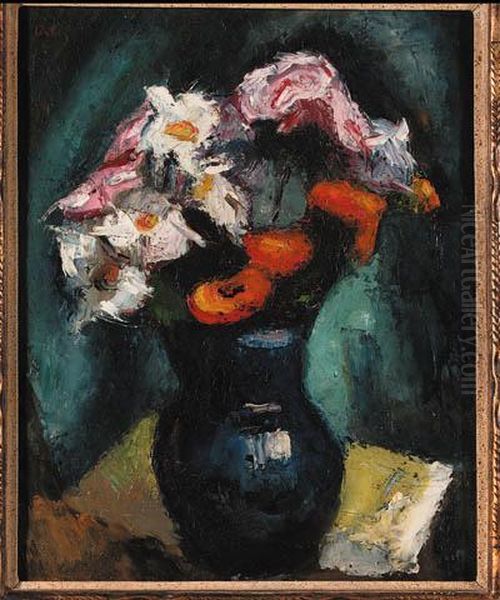 A Still Life With Flowers In A Vase Oil Painting by Manuel Ortiz De Zarate