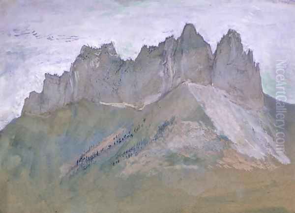 Rochers de Lanfon, Lake Annecy, c.1860 Oil Painting by John Ruskin