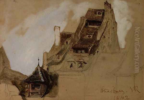 Rooftops, Strasburg, 1842 Oil Painting by John Ruskin