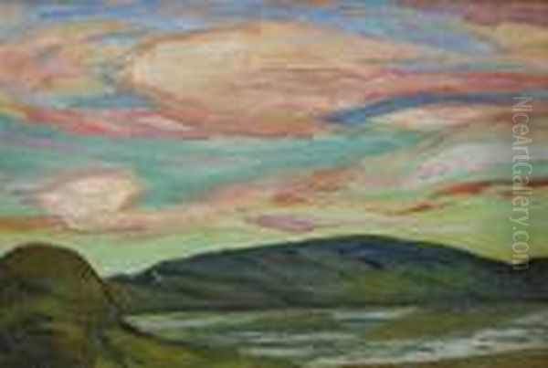 Afton Vid Angermanalven Oil Painting by Helmer Osslund