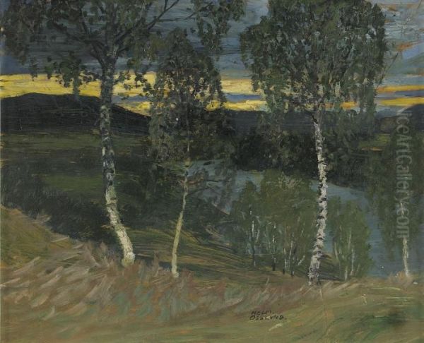 Hostafton Fran Angermanalvem Oil Painting by Helmer Osslund