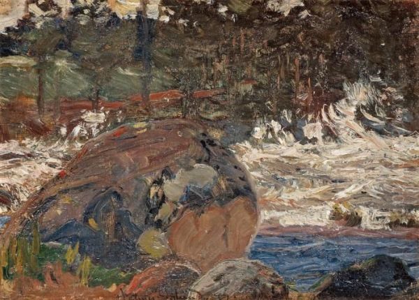 Turbulent River Oil Painting by Helmer Osslund