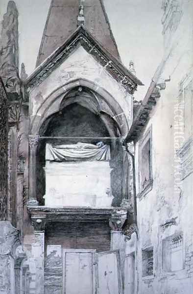 The Tomb of Cangrande I d.1329, Santa Maria Antica, Verona Oil Painting by John Ruskin