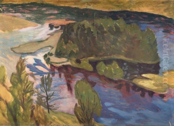 Sandbanks In Theangerman River Oil Painting by Helmer Osslund