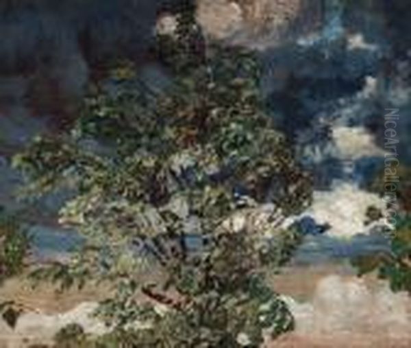 Tree Against Darkening Skies Oil Painting by Helmer Osslund