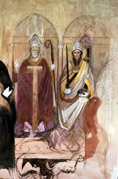 The Pope and the Emperor, fresco in the Spanish Chapel, Santa Maria Novella, Florence by John Ruskin