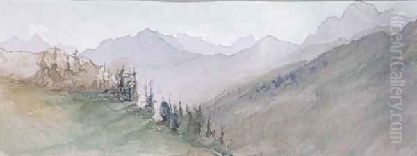 Mountains of Savoy seen from the Brezon Oil Painting by John Ruskin