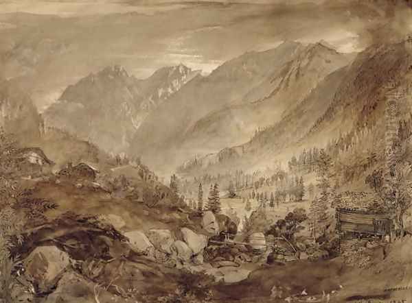 Mountain Landscape, Macugnaga, 1845 Oil Painting by John Ruskin