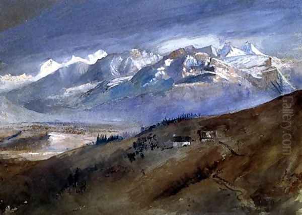 View from my window at Mornex where I stayed a year, 1862 Oil Painting by John Ruskin