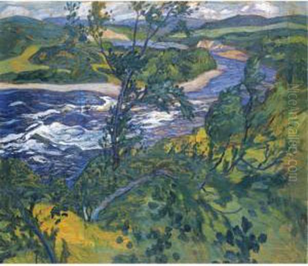 Faxe Alv (faxe River) Oil Painting by Helmer Osslund