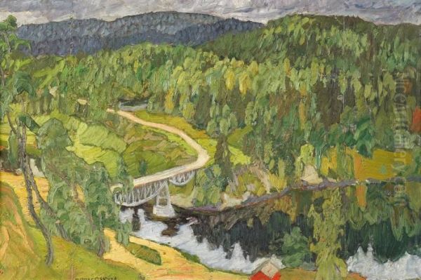 Angermanlandskt Landskap Oil Painting by Helmer Osslund